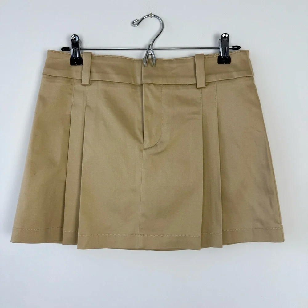Aritzia Sunday Best Rider Khaki Tan Mini Skirt